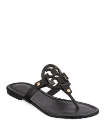 Tory Burch Miller Medallion Leather Flat Thong at Neiman Marcus